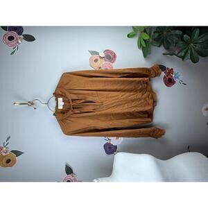 Cloth & Stone from Anthropologie Copper Mini Polka Dot Blouse - Size - Small